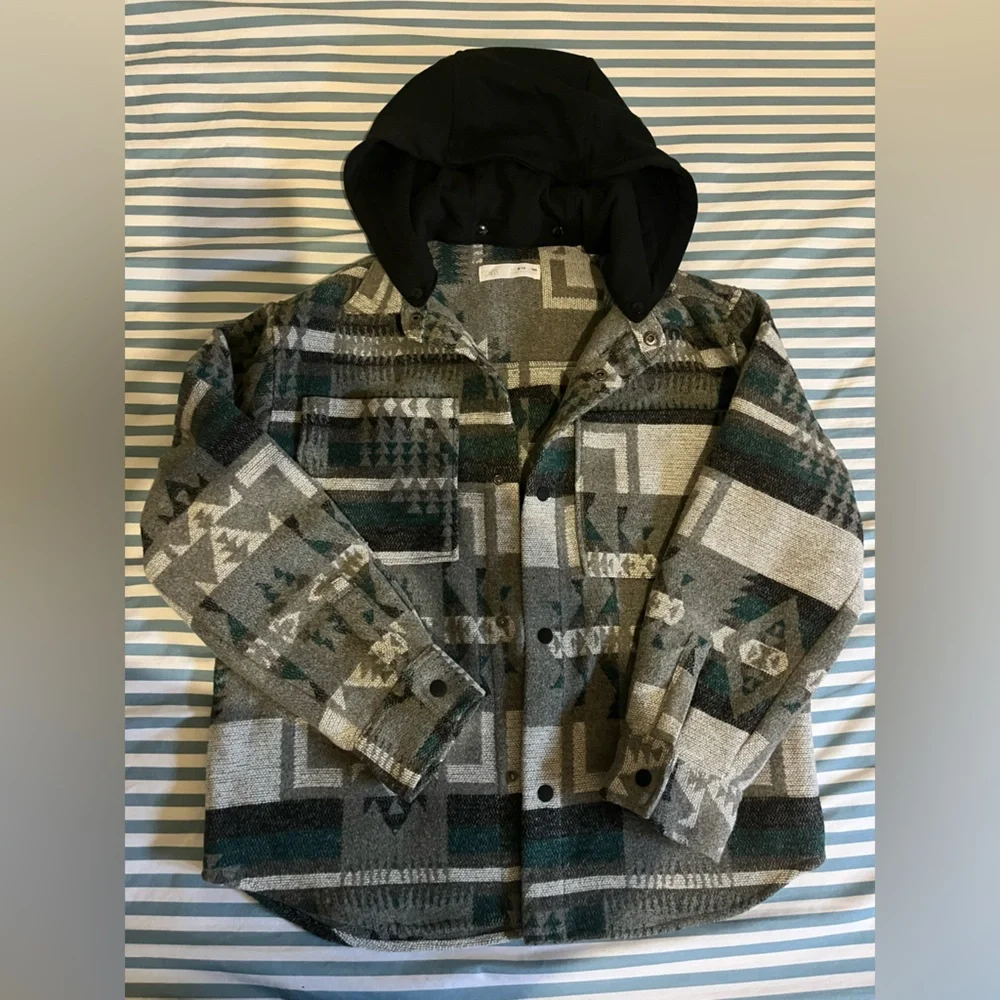 ZARA KIDS Geometric Pattern Jacket with Hood size 7-11. - Picture 1 of 7